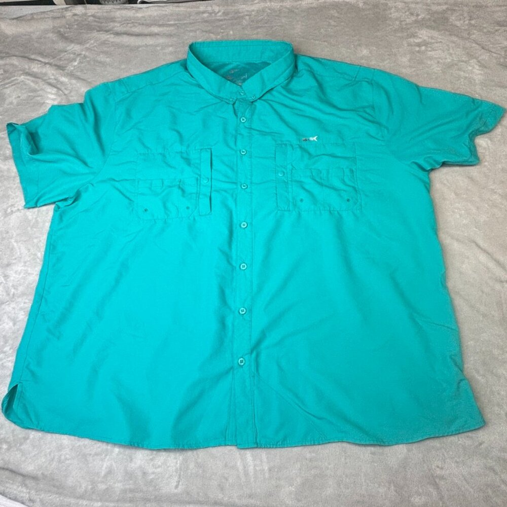 Silver Bait Vented Fishing Shirt Men's Size 4XL Light gree Short Sleeves Pockets